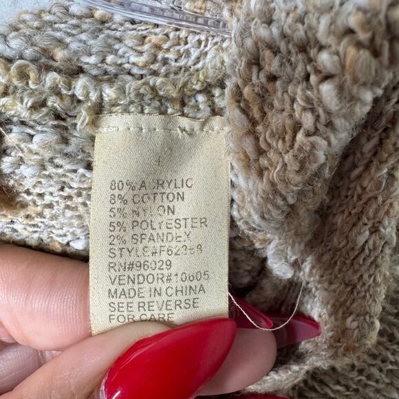 BKE Women’s Beige Marled Knit Hooded Cardigan Sweater Button Front Pockets - Picture 3 of 7